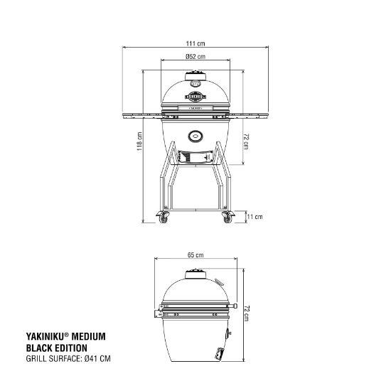 Poza cu Gratar Kamado 41cm MEDIUM Black Edition, cu baza si laterale incluse, Yakiniku